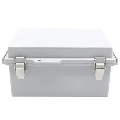 Electrical Junction Box,Hinged Cover Stainless Steel Buckles, IP67 Outdoor Project Box Weatherproof DIY Electrical Enclosure 8.6×6.7×4.3 inch (220×170×110mm)