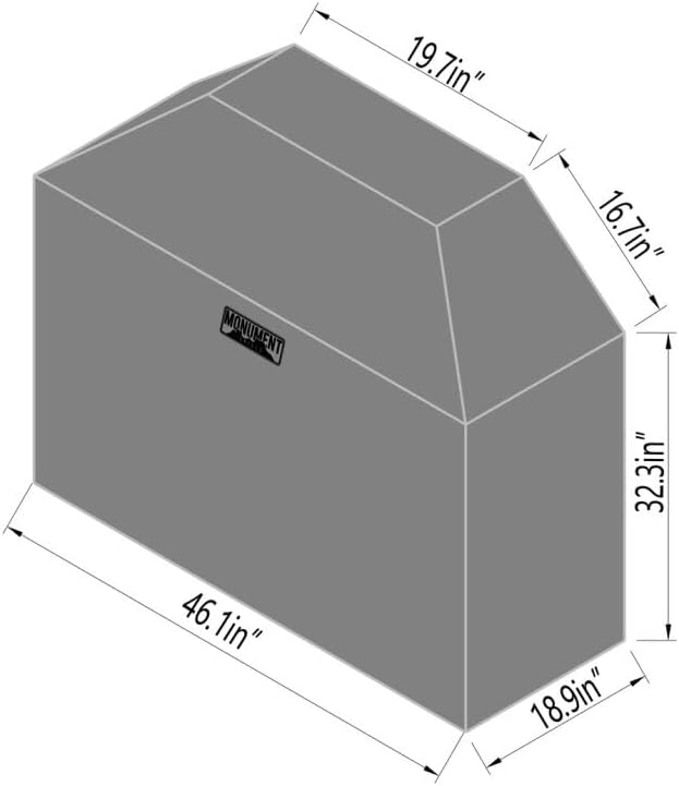Monument Grills 98472 2-Burner Patio Grill Cover for Grill Model 14633, 14633B, Mesa200S, Mesa220, Mesa200B, Mesa200R, Mesa200G (Shelves Folded)