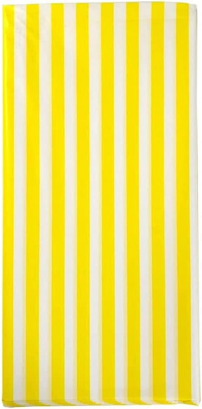 Vpang 2 Pcs Striped Plastic Print Tablecloths Disposable Table Cover Thickened Rectangle Tablecover, Kitchen Picnic Wedding Birthday Party Table Covers, 54"x108" (Yellow Stripe)