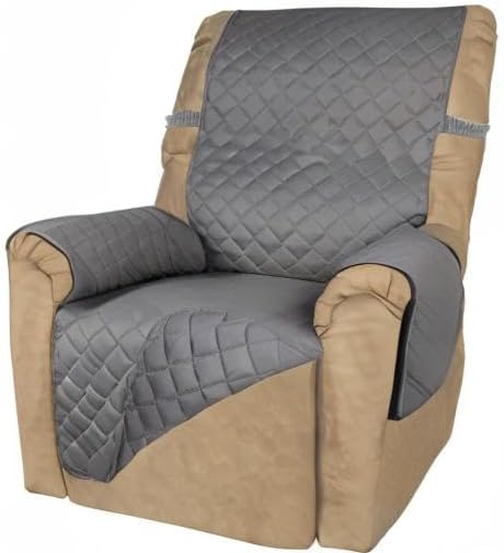 PureFit Reversible Recliner Chair Covers Couch Covers for Dogs, 19 in | Gray/Gray, Water Resistant Couch Protector, Washable Pet Couch Cover with Non Slip and Elastic Straps For Kids