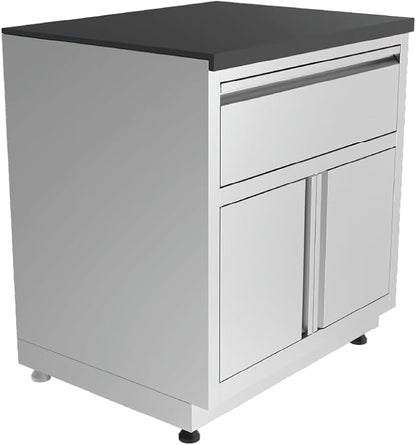 GRILLA Outdoor Kitchen Cabinet 31.5" with 2 Built-in Drawers, Stainless Steel, Modular, For Outdoor Grilling, Outdoor Kitchen, and Storage
