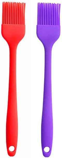Silicone brush, Oil Brush for BBQ Kitchen Cooking Baking and Grilling (2 PCS,purple&red)