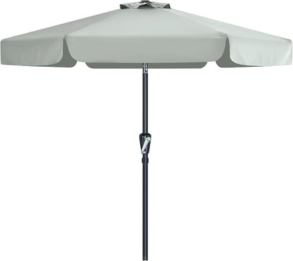 MASTERCANOPY 7.5ft Patio Umbrella with Valance, Crank & Tilt, Light Gray | 6 ribs, UV/fade-resist, waterproof, vent, for garden/deck/yard/pool