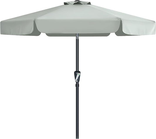 MASTERCANOPY 7.5ft Patio Umbrella with Valance, Crank & Tilt, Light Gray | 6 ribs, UV/fade-resist, waterproof, vent, for garden/deck/yard/pool