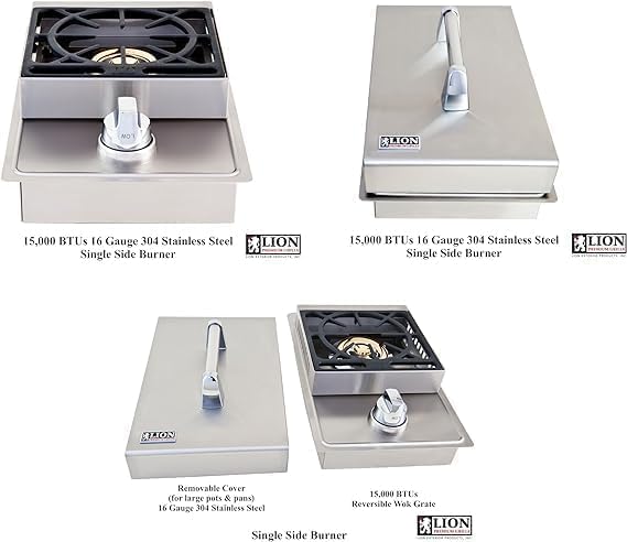 Lion Premium Grills L75000 | BBQ Gas Grill Bundle | 32 Inch Natural Gas Grill Package | Single Side Burner | Door & Two Drawers Combo | Four Ceramic tubes & more