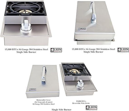 Lion Premium Grills L75000 | BBQ Gas Grill Bundle | 32 Inch Natural Gas Grill Package | Single Side Burner | Door & Two Drawers Combo | Four Ceramic tubes & more