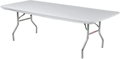 6' Rectangle Plastic Table Covers 30" x 72", Bundle of 5 (White)