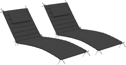 Sundale Outdoor Olefin Quilted Lounge Cushion Set of 2, Patio Foldable Chaise Lounger Cushion, Water-Resistant Lounge Chair Pad with Straps Dark Gray, 80 x 26 inches
