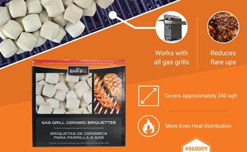 60-Pack Ceramic BBQ Briquettes for Gas Grill – Self-Cleaning Ceramic Briquettes - Heat Diffusers Reduce Flare-Ups for Outdoor Cooking, BBQ - Replacement for Lava Rocks - 06000Y by Mr. Bar-B-Q