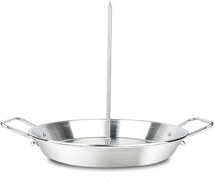 BBQ Vertical Skewer Al Pastor for Grill-Vertical Spit with 13" Base Pan for Tacos Al Pastor, Vertical Rotisserie Shawarma-Grilling Accessory with 3 Spikes (8”,10" and 12”)