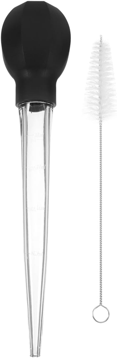 PRETYZOOM Turkey Baster 11.53In Rubber Bulb & Cleaning Brush – Leakproof Liquid Transfer for Roasting, BBQ Basting & Baking, Compact for Kitchen & Outdoor Grill