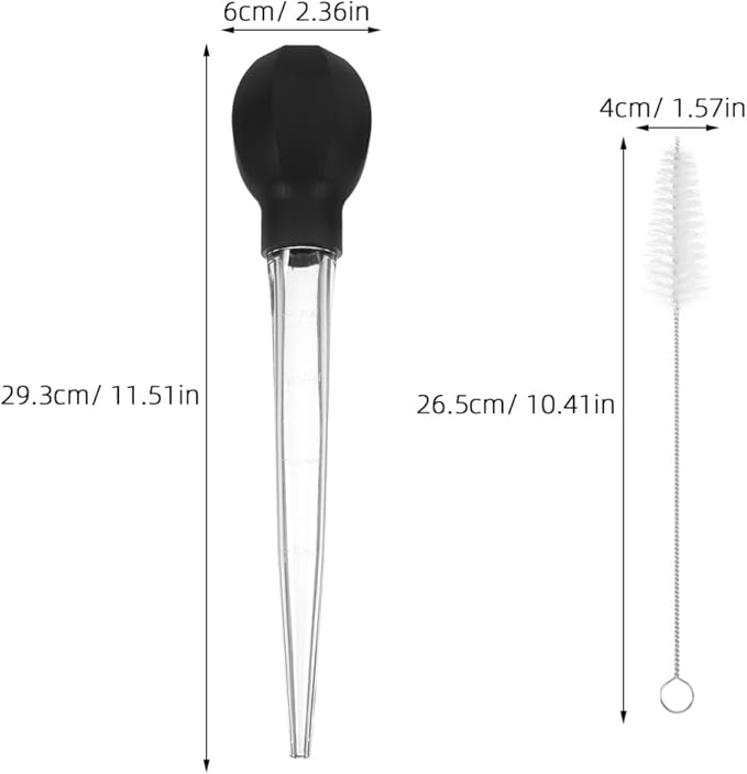 PRETYZOOM Turkey Baster 11.53In Rubber Bulb & Cleaning Brush – Leakproof Liquid Transfer for Roasting, BBQ Basting & Baking, Compact for Kitchen & Outdoor Grill
