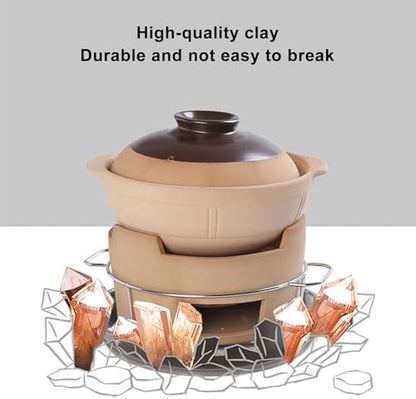 Portable Charcoal Grill 21CM Round Fire Pit Outdoor Ceramic Cooking Stove Tabletop BBQ Ideal for Camping and Backyard Use (A 21CM)