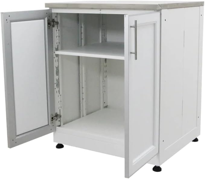 Blue Sky Outdoor Living, OKC3026WSD2W, White Shaker 2-Door Outdoor Kitchen Cabinet – Weather-Resistant Galvanized Steel Modular Base – Durable Patio and Backyard Storage