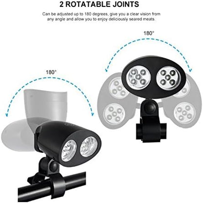 Shenghao Adjustable 10 LED BBQ Grill Light Handle Mount Clip Barbecue Camp Lights Waterproof Heat Resistance Lamp for Camping Outdoor BBQ Barbecue Grill Night Fishing