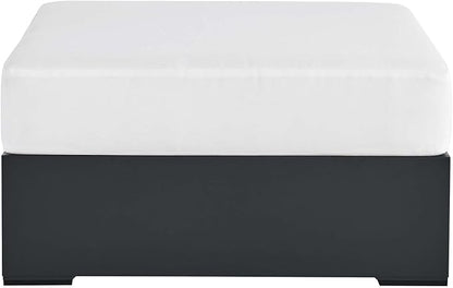 Modway Tahoe Aluminum Ottoman in Gray White with Weather-Resistant Cushion-Ideal as Outdoor Footstool, Patio or Sunroom Furniture