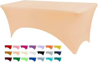 BDDC 6ft Stretch Spandex Fitted Table Cloth for 6 Foot Tables | GRS-Certified Eco-Friendly Fabric, Elastic Fit Rectangle Tablecloth, Washable, Wrinkle-Free, For Events & Parties