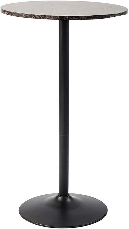 Pearington Round Bar and Pub Table with Faux Marble Top and Black Base, 1-Pack