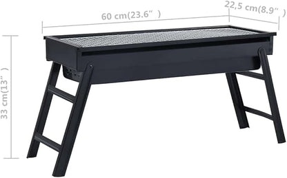 vidaXL Portable Camping BBQ Grill Charcoal Grill Folding Table Outdoor Garden Patio Travel Hiking Trip Gathering Barbecue Party Steel