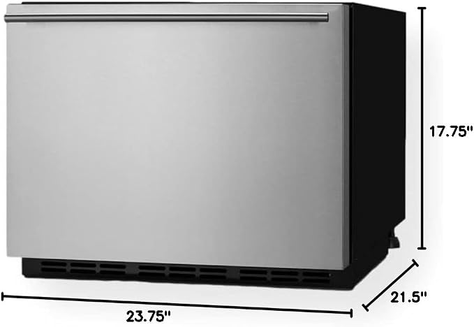 Summit 21.5” Outdoor Drawer Refrigerator, Stainless Steel - FF1DSS | Indoor or Outdoor Refrigerator, 1.6 cu.ft. Capacity, Stainless Steel, Panel Ready Capable* (*Panels not Included)