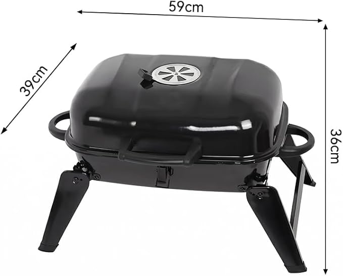 18 inch Portable Barbecue Grill, Foldable Charcoal Grill with 6-Point Locking Lid for Heat Preservation, Small Charcoal Grill for Outdoor Camping, Patio, Tailgating, Travel