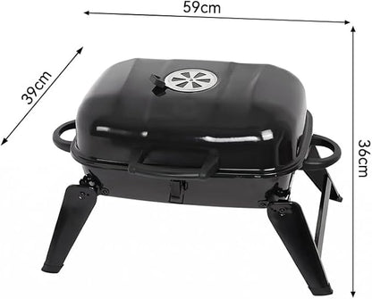 18 inch Portable Barbecue Grill, Foldable Charcoal Grill with 6-Point Locking Lid for Heat Preservation, Small Charcoal Grill for Outdoor Camping, Patio, Tailgating, Travel