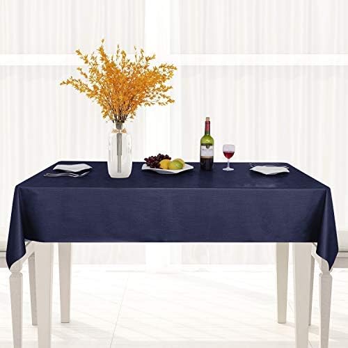 sancua Waterproof Rectangle Vinyl Tablecloth Table Cloth 60x84 Inch, Navy | 100% Oil Spill Proof, PVC Material, Wipe Clean Table Cover for Dining Tables, Buffet Parties and Camping