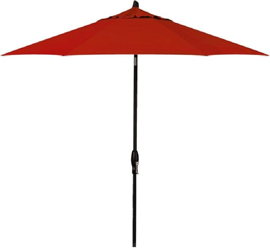 Treasure Garden 9ft Patio Umbrella - Outdoor Furniture Market Umbrella – Deluxe Auto-Tilt – Black Aluminum Frame (Sunbrella, Jockey Red)