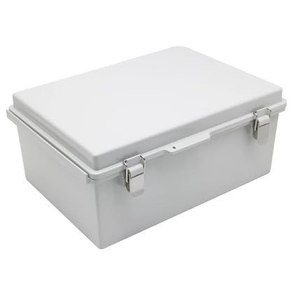 Watertight Electrical Junction Box with Mounting Plate, Clear Hinged Cover Stainless Steel Latch, Plastic Enclosure for Project Wall Bracket, IP67 13.8*9.8*5.9inch（350×250×150mm）