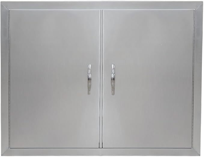 Outdoor Kitchen Doors 24W x 24H Inch, 304 Stainless Steel Access Doors, Double Wall Construction Vertical BBQ Doors for BBQ Island, Grilling Station, Outdoor Cabinet