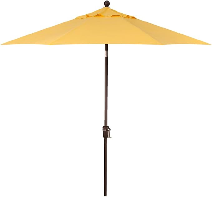 Treasure Garden Octagonal 9 ft Patio Umbrella - Outdoor Furniture Table Umbrella – Push-Button Tilt – Bronze Aluminum Frame (Obravia2, Lemon)
