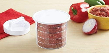 Mr. Bar-B-Q Hamburger Press Patty Maker - Non-Stick Burger Mold Shaper with Freezer Storage Container - 12-Piece Set with 8-Layer Plastic Discs for BBQ Grill - #40231Y