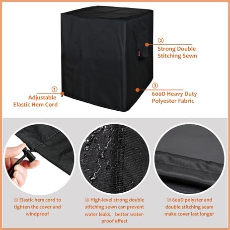 SheeChung Fire Pit Cover for Panovue Metal Chiminea Fire Pit,Heavy Duty 600D Outdoor Fireplace Protection for Wood Burning Fire Pits,Waterproof Electric Smoker/BBQ Smoker Grill Covers,32"Lx23"Wx40"H