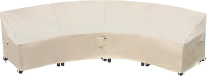 Curved Patio Furniture Cover for Outdoor Sectional Sofa, 190"(128") Reinforced Waterproof 600D Patio Sectional Couch Cover, Half Moon Lawn Outside Garden Furniture Winter Protective Cover