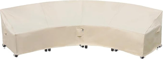 Curved Patio Furniture Cover for Outdoor Sectional Sofa, 190"(128") Reinforced Waterproof 600D Patio Sectional Couch Cover, Half Moon Lawn Outside Garden Furniture Winter Protective Cover