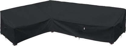 Heavy Duty Outdoor Sectional Sofa Cover, 90"X120" L Shaped Waterproof 600D Patio Furniture Covers, Lawn Patio Couch Protector (Midnight Black, L-Shaped-Left Facing-90 x120)