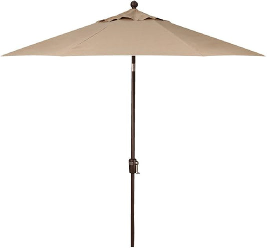 Treasure Garden 7.5ft Patio Umbrella – Outdoor Market Umbrella – Push Button Tilt – Bronze Aluminum Frame (Sunbrella, Heather Beige)
