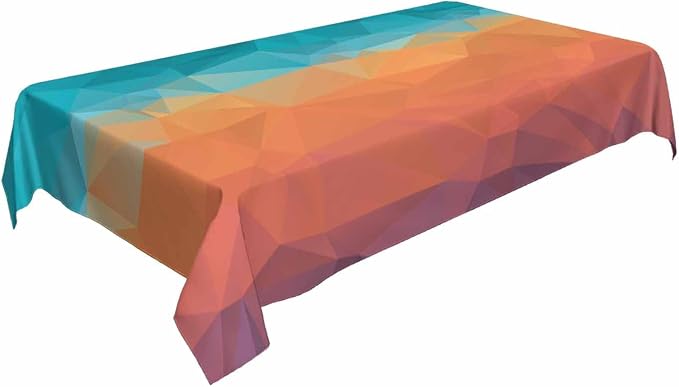 TKS MITLAN Colors Art Tablecloth Decor Blue Orange Triangular Polygonal Stereoscopic Gradient Table Cloth Dining Room Kitchen Table Cover 60" X 84" Oblong/Rectangle