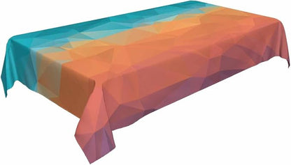 TKS MITLAN Colors Art Tablecloth Decor Blue Orange Triangular Polygonal Stereoscopic Gradient Table Cloth Dining Room Kitchen Table Cover 60" X 84" Oblong/Rectangle
