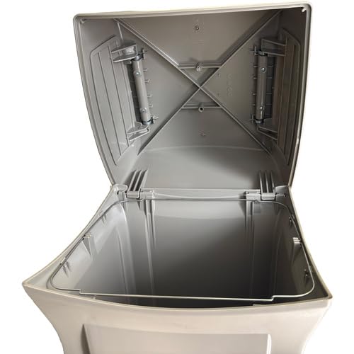 Rubbermaid Commercial Products Ranger Trash Can with 2 Door Lid, 45 GAL, Biege Plastic, Outdoor for Stadiums/Parks/Shopping Plazas