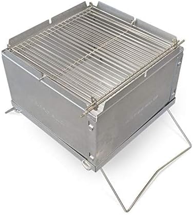 Generic Flip Flop Grill - Charcoal Barbecue Grill - Silver - Stainless Steel - Rotisserie Kit - Outdoor, Camping