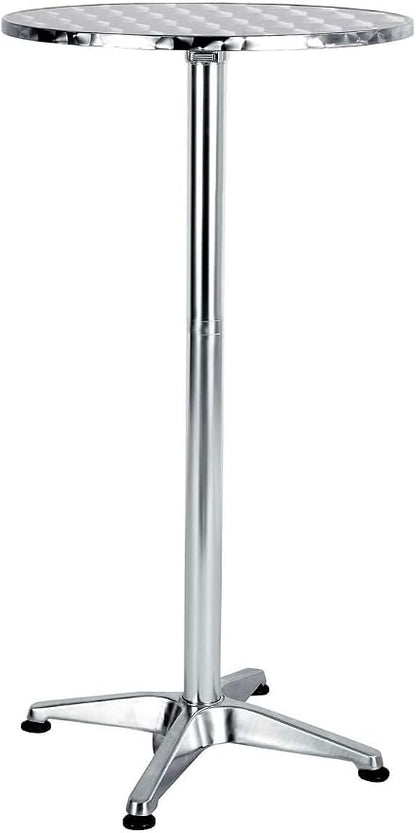 Set of 5 – 45" Bar Height Round Flip-Top Aluminum Tables with 23.75" Stainless Steel Surface, Commercial-Grade Indoor/Outdoor Furniture for Restaurants, Cafés & Patios, 25.75" Base