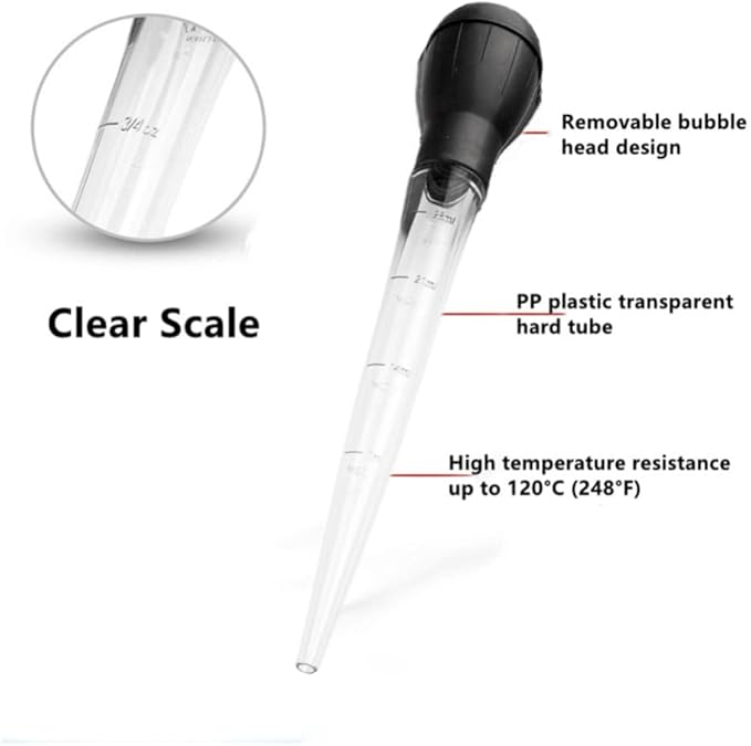 Turkey Baster, 2 Pcs Baster for Cooking, Heat-Resistant Turkey Baster Large with Cleaning Brush, Meat Injector Syringe for Oiling and Marinating Turkey Fish