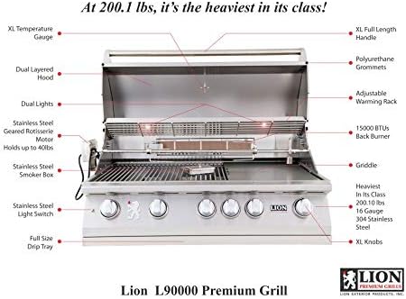 Lion Premium Grills 40-Inch Natural Gas Grill L90000 with Exclusive Best of Backyard Gourmet Package