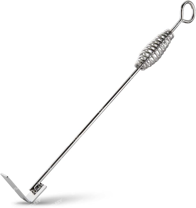 18" Charcoal Grill Rake Parts, BBQ Ash Tool Poker for Smoker. Cleaning Out and Moving Coals - Ash Shovel Tongs for Fireplace, Pizza Oven, and Wood Stove. Great BGE, Classic Joe Accessories, Stainless