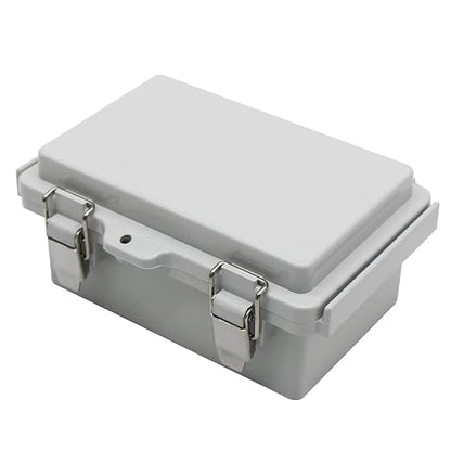 Mini Grey Watertight Junction Box Hinged Cover with Stainless Steel Latch Outdoor Weatherproof Custom PVC Plastic Enclosure Box for Project with Mounting Plate 5.9×3.9×2.8 inch(150×100×70mm)