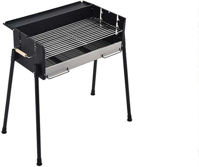 Portable Charcoal Grill for Camping BBQ Grills Outdoor Barbecue Grill Foldable Stove with Fork Utensils for Grilled Fish, Lightweight and Stable Support,LightGrey-D