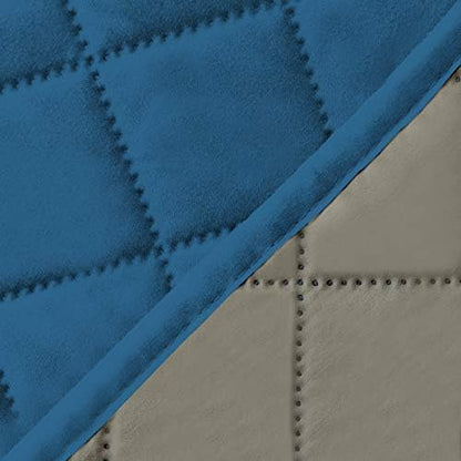 Easy-Going Reversible Couch Cover, 4 Seater Sofa, Peacockblue/Beige | XX-Large Sofa, Washable Slipcover For Dogs, Water Resistant Mat, Living Room, Non-Slip Sofa Cover, Pet Friendly