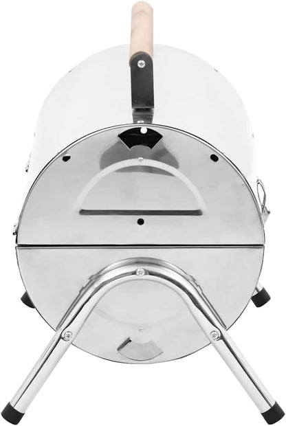 Portable Tabletop Charcoal BBQ Grill, Stainless Steel Double Grids for Outdoor Camping, Compact Design with Ample Cooking Space