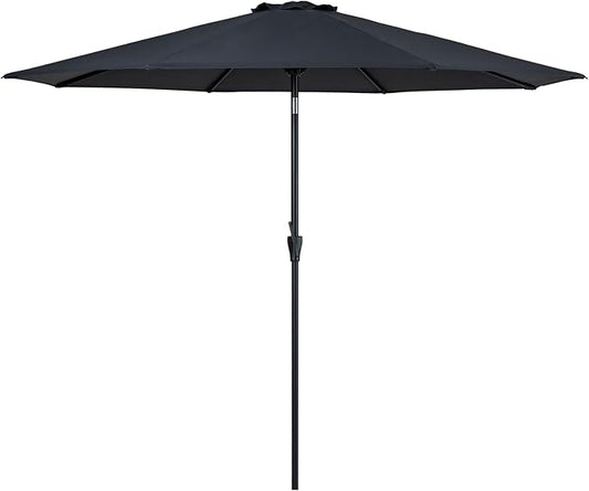Tempera Striped Patio Umbrellas Outdoor Table Market Umbrellas with Crank & Pust Button Tilt|Auto-Tilt, 8 Steel Ribs, High Color-Fastness Canopy